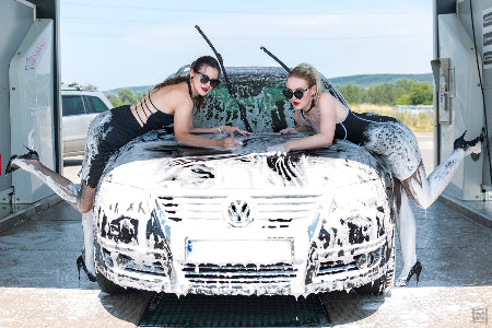 Carwash with two girls