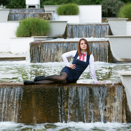 Waterfall fountain with sailor women